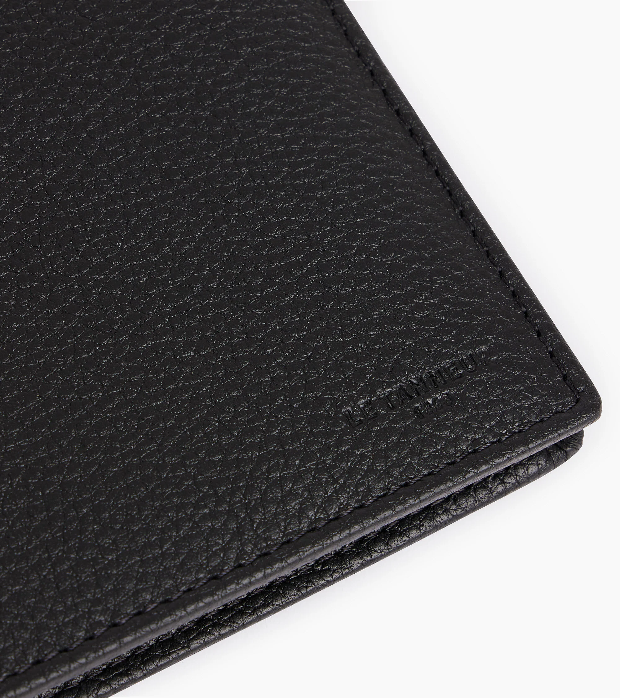 Charles flap wallet with 2 gussets in grained leather - Image 5