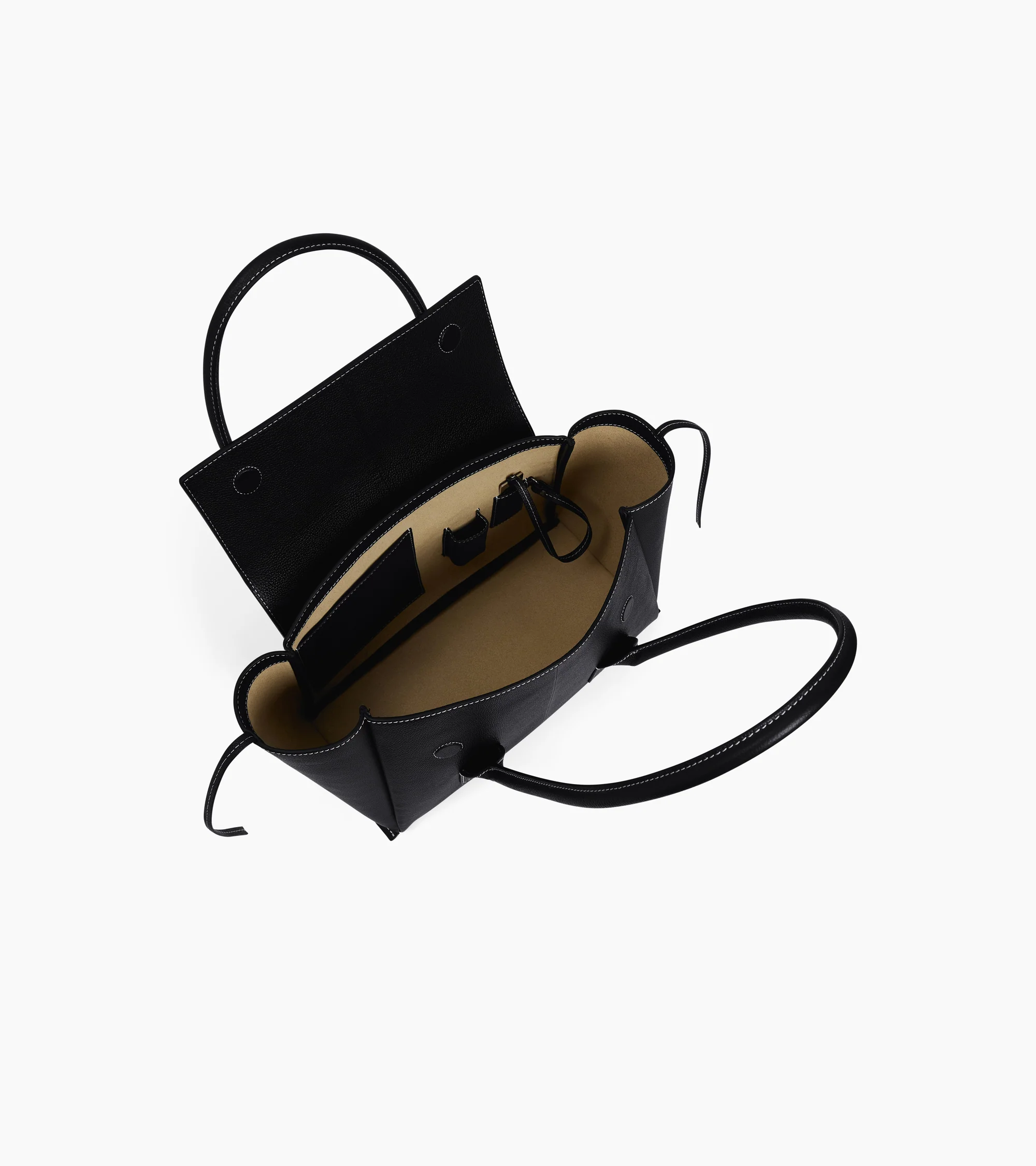 Medium tote bag with flap in grained leather - Image 4