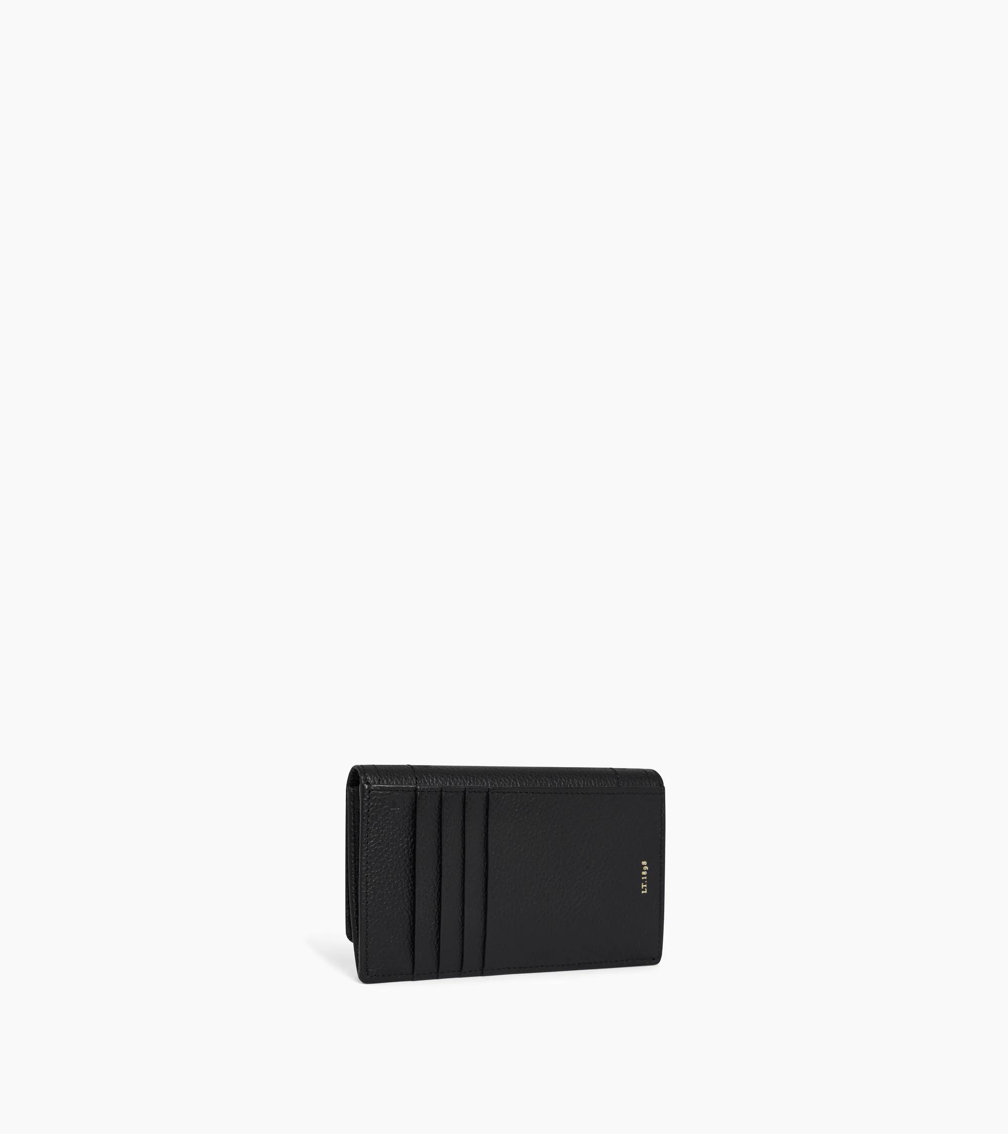 Ella card holder in grained leather with flap - Image 4