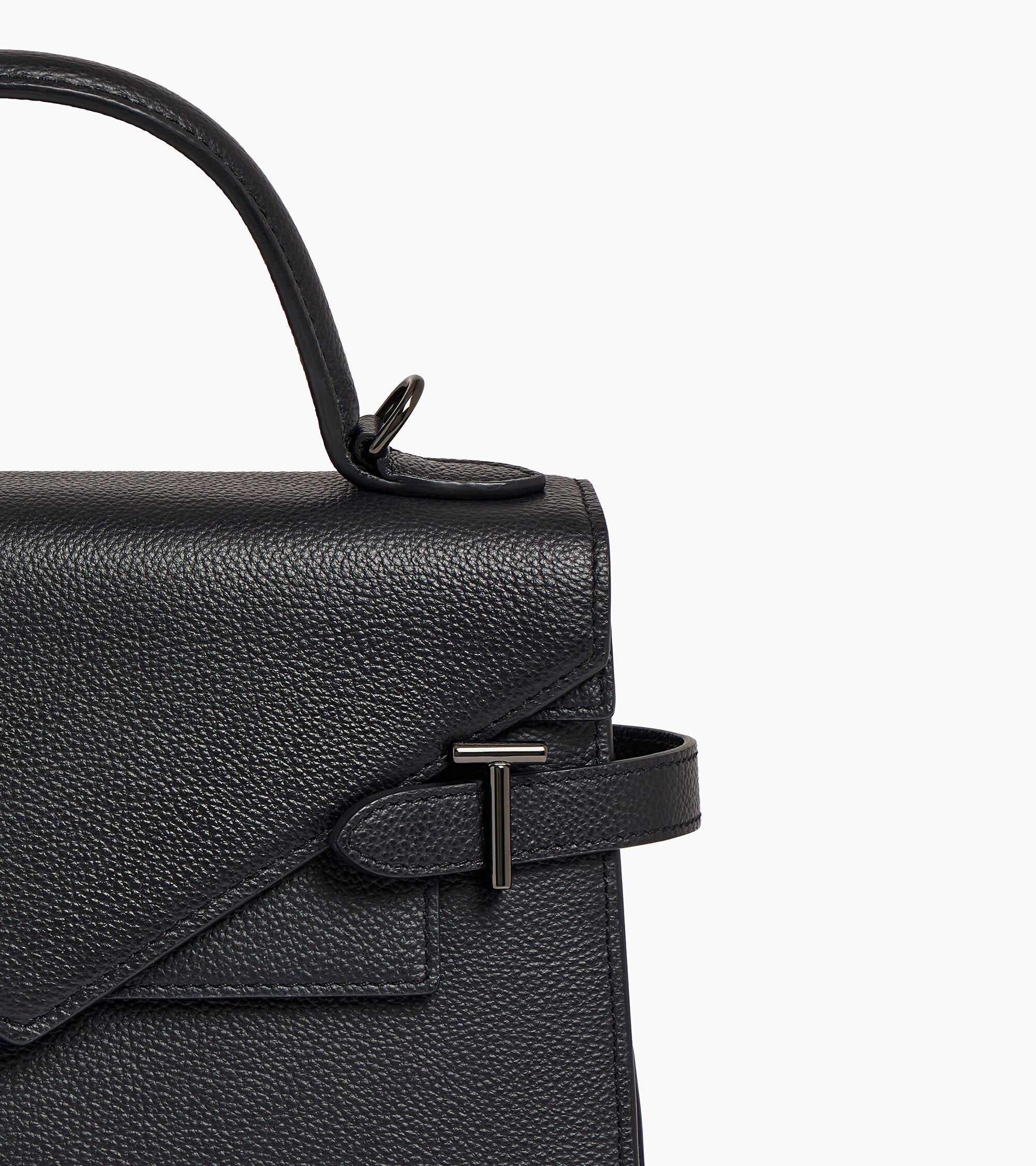 Emilie medium handbag with double flap in grained leather - Image 3