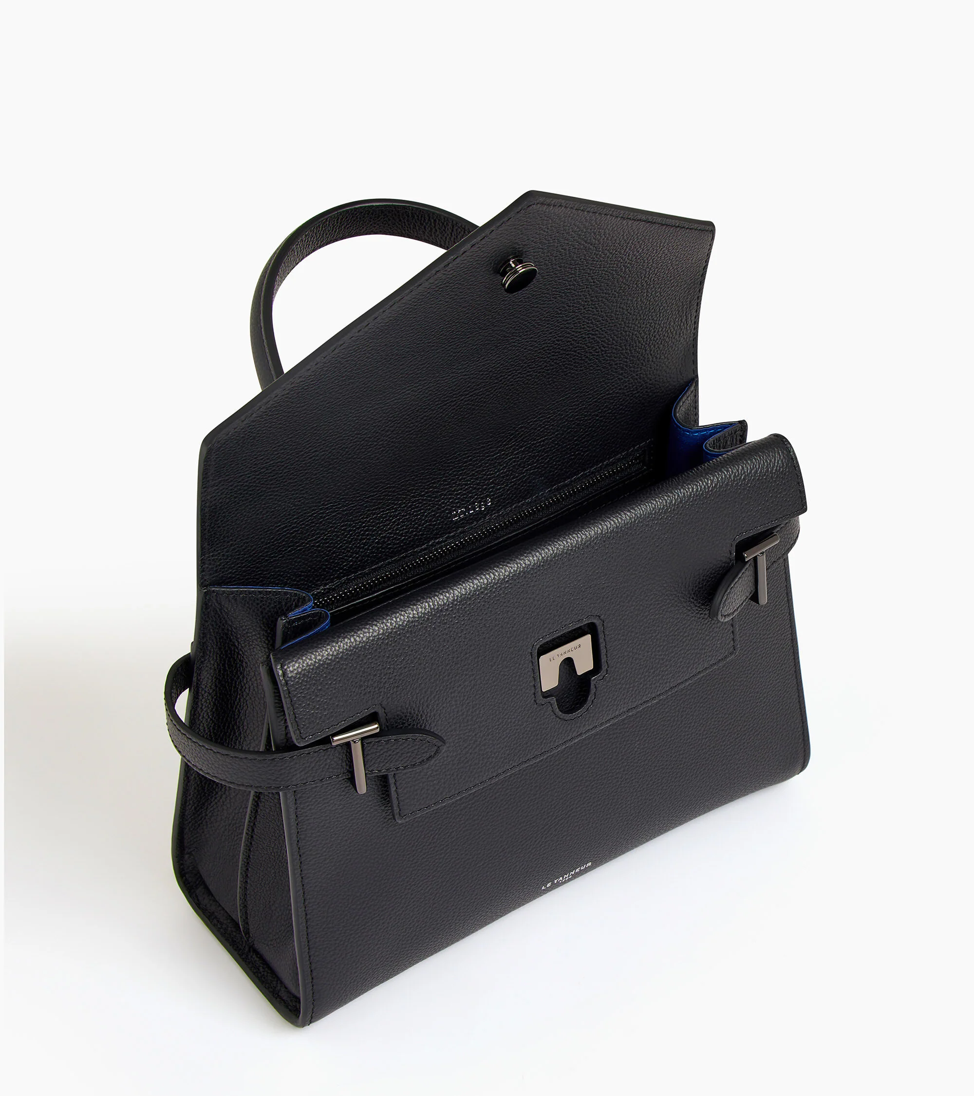 Emilie medium handbag with double flap in grained leather - Image 4