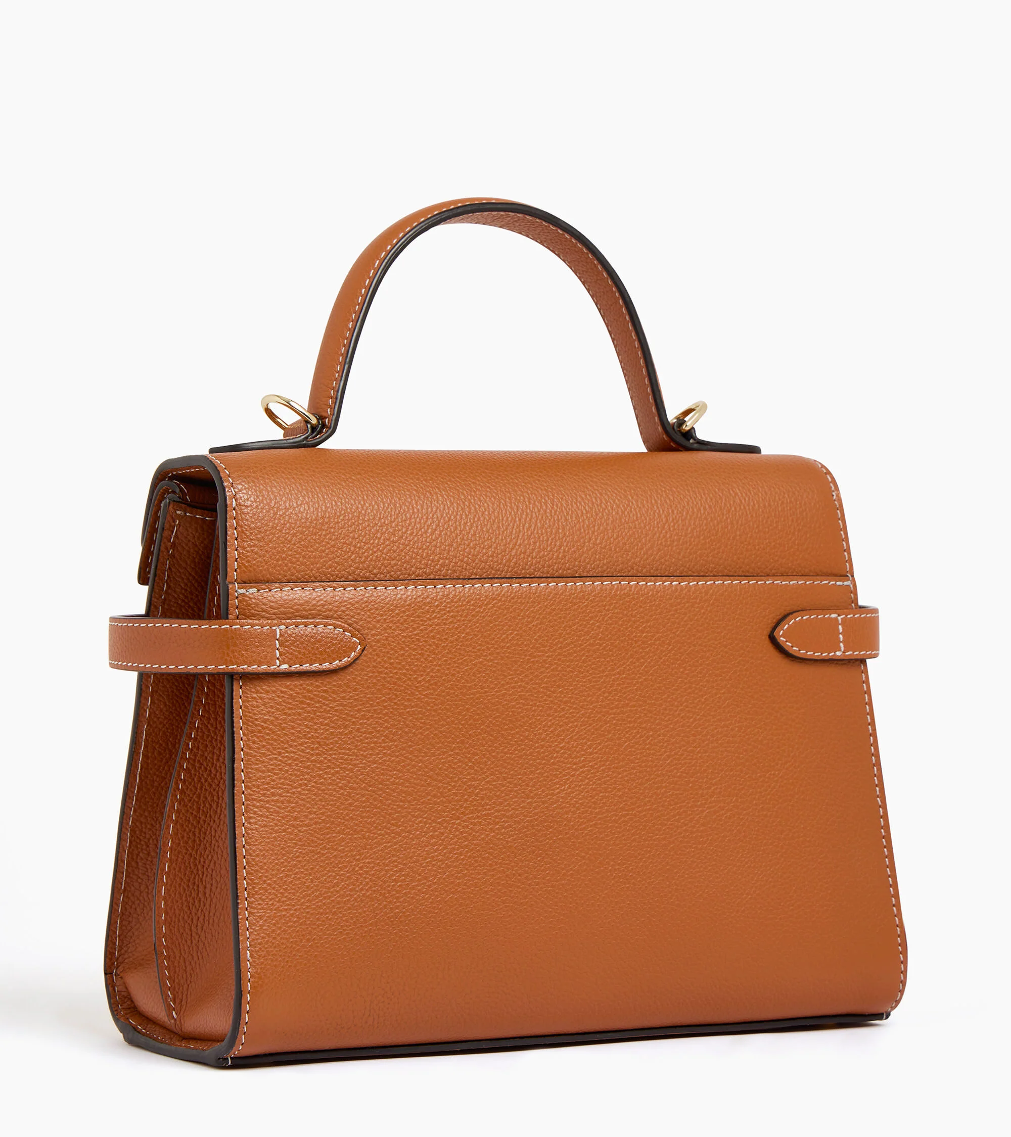 Emilie medium handbag with double flap in grained leather - Image 6