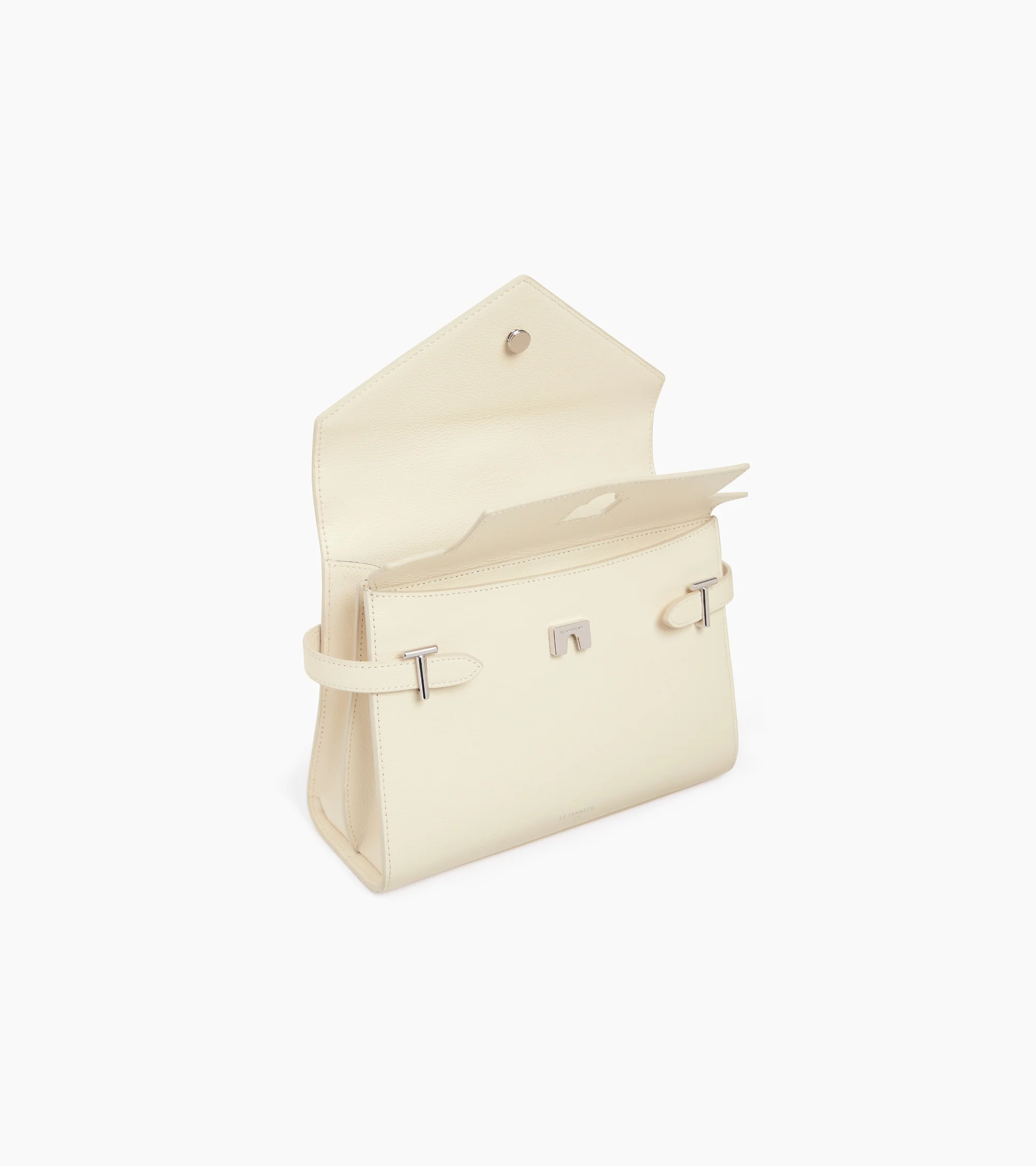 Emilie medium handbag with double flap in grained leather - Image 5