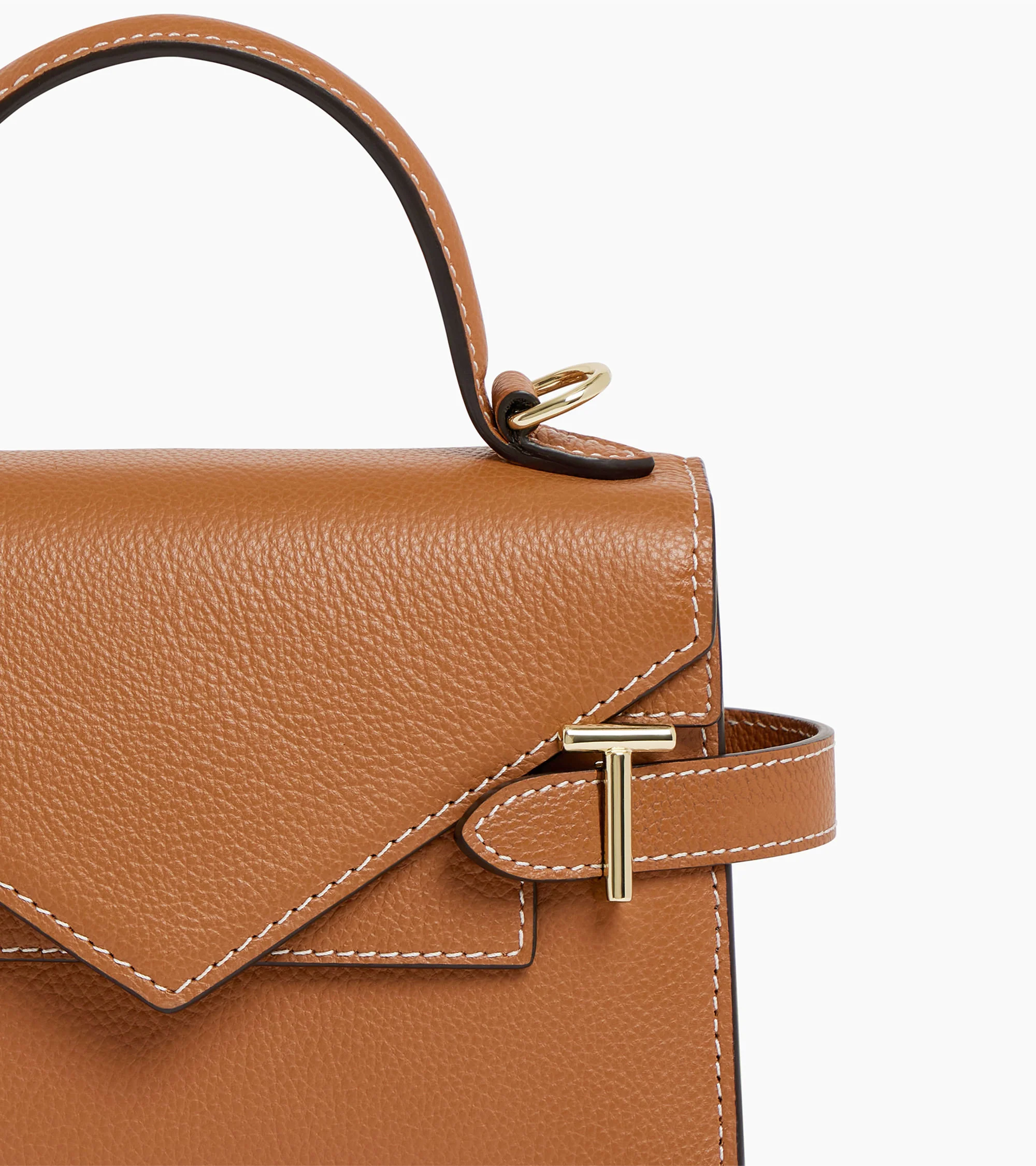 Emilie small handbag with double flap in grained leather - Image 3