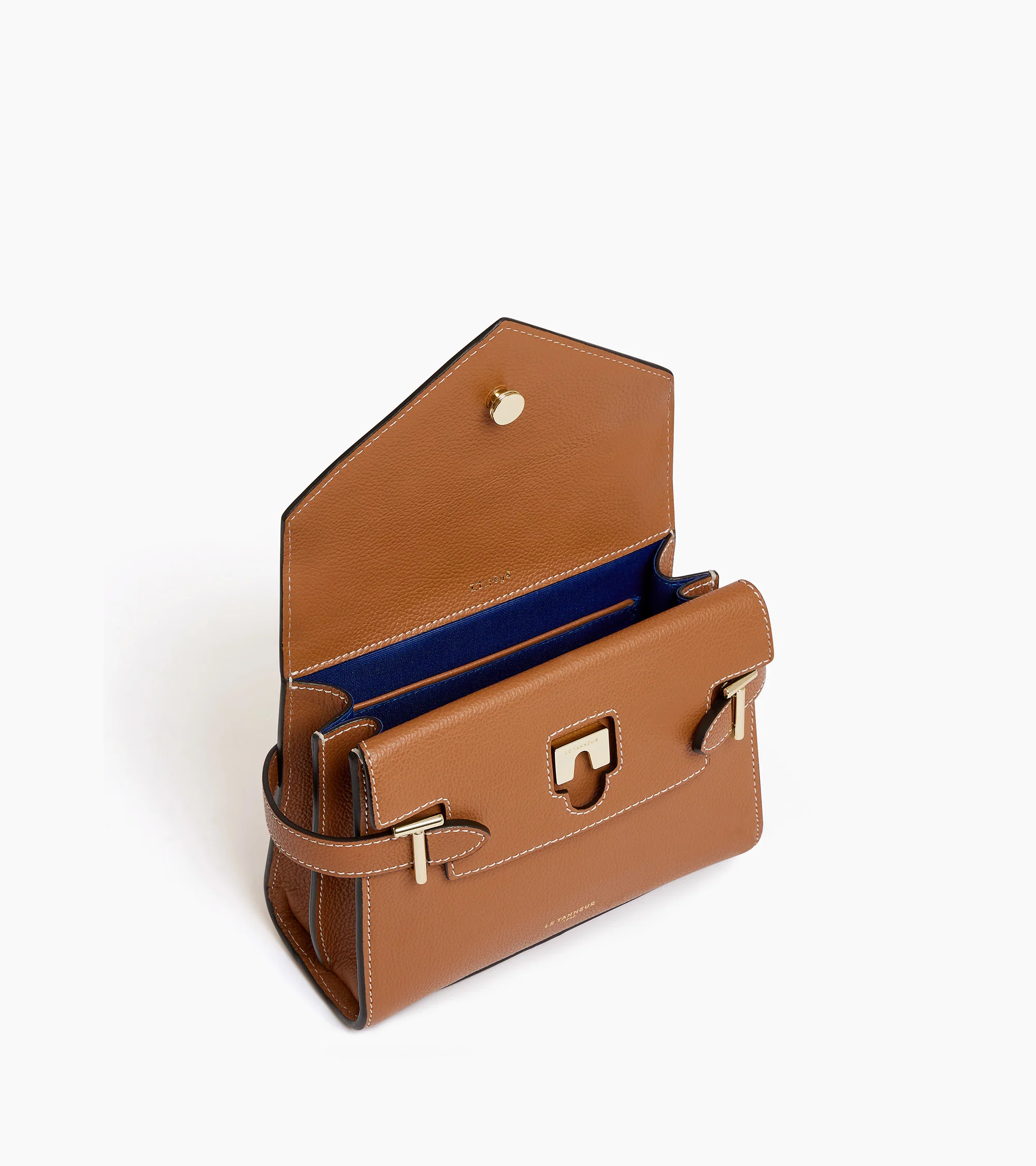 Emilie small handbag with double flap in grained leather - Image 4