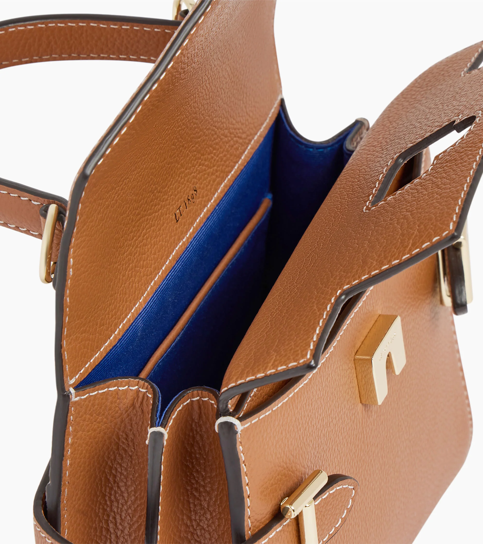 Emilie small handbag with double flap in grained leather - Image 8