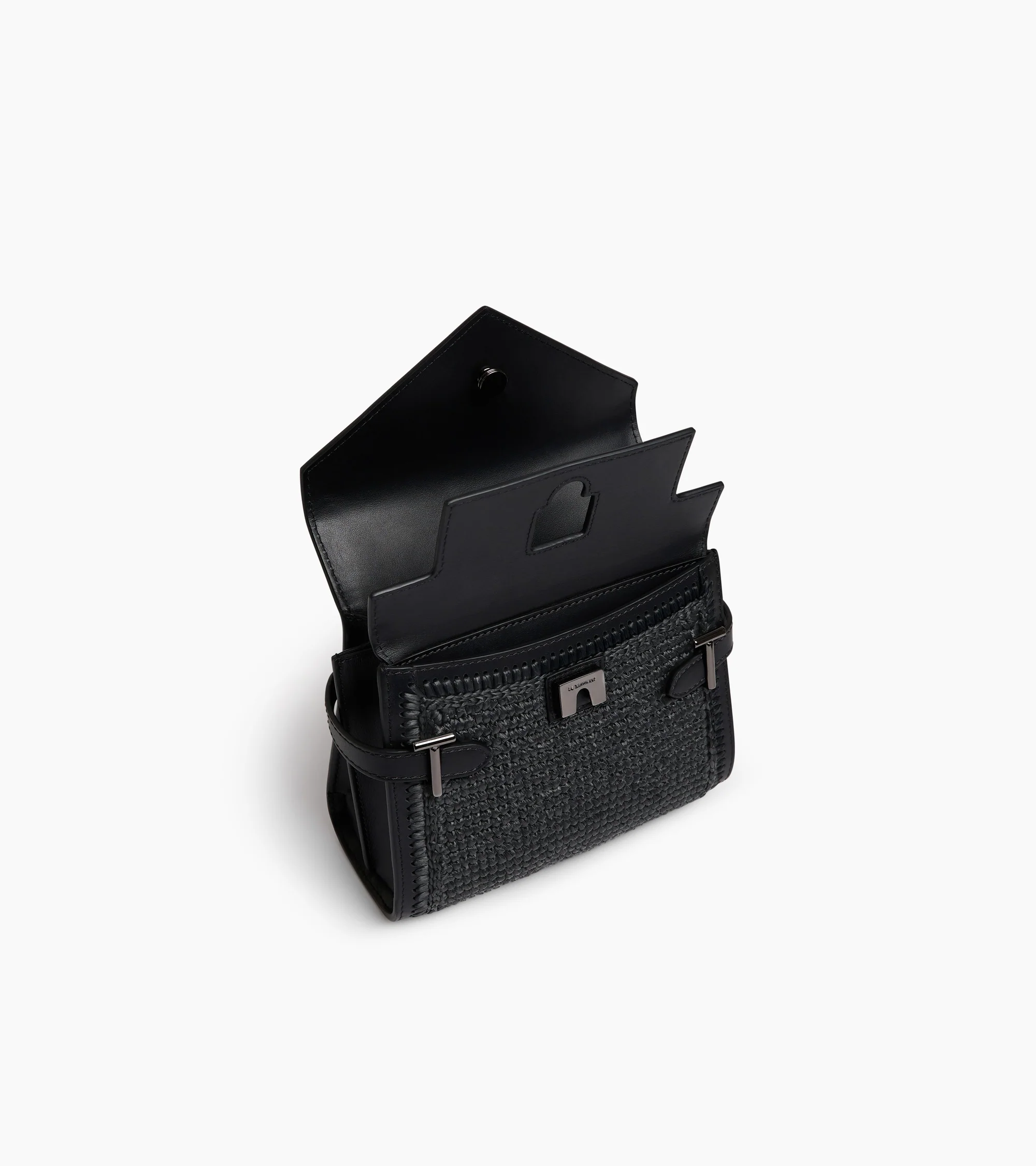 Emilie small handbag in raffia effect and smooth leather - Image 4