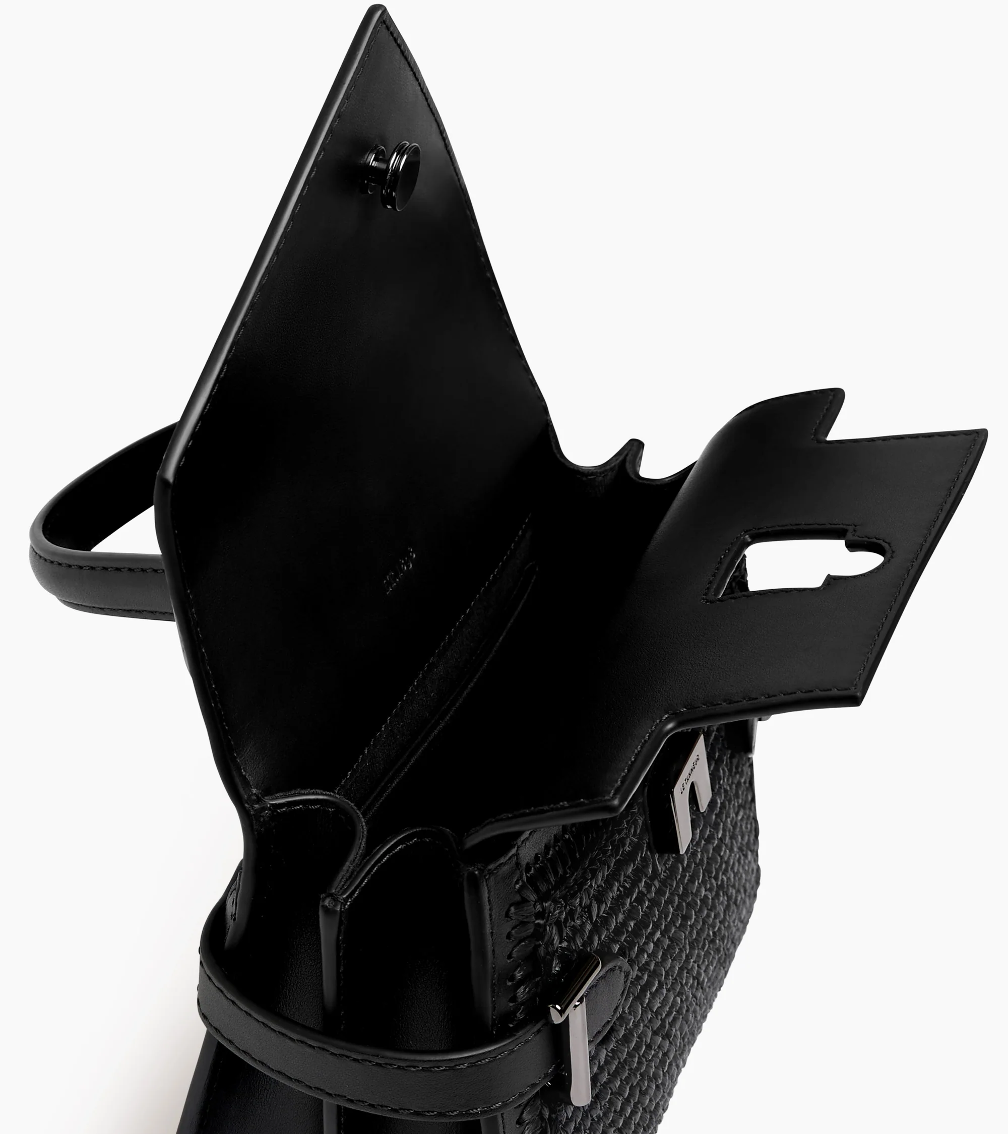 Emilie small handbag in raffia effect and smooth leather - Image 6