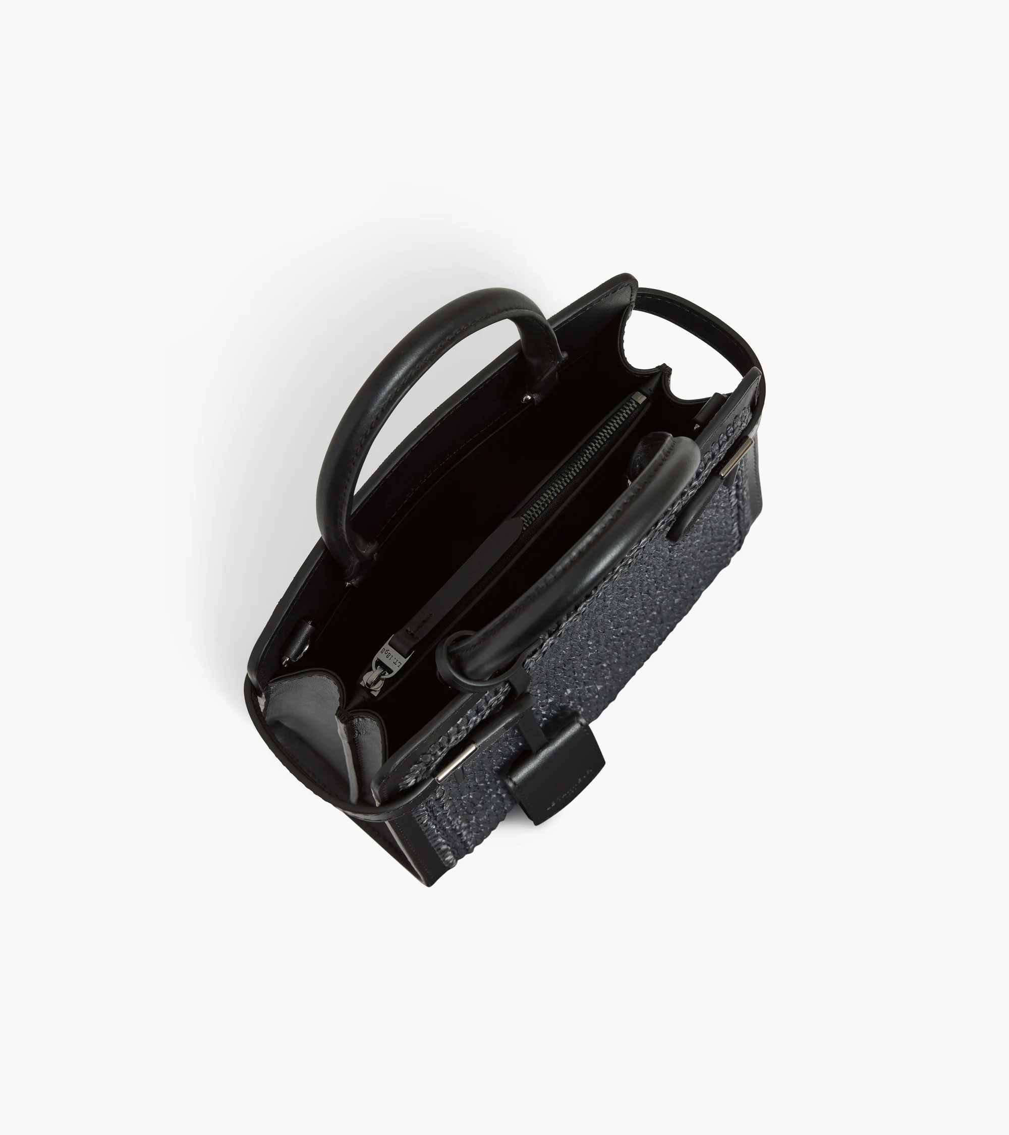 Small Emilie handbag in raffia effect and smooth leather - Image 3